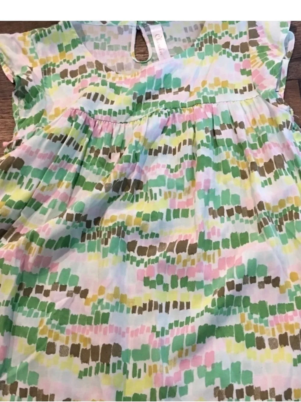 Cherokee Green and Pink Patterned Casual Kids Dress